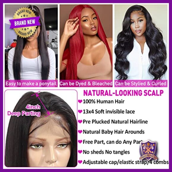 Human Hair Lace Front Wig 26 Inch Brazilian Straight 220% Density